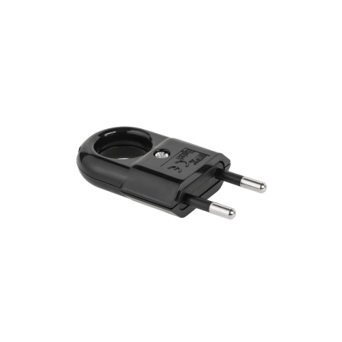 Kištukas 220V 2.5A su įžeminimu, plokščias, pakabinamas juodas (black) WTP2C-2